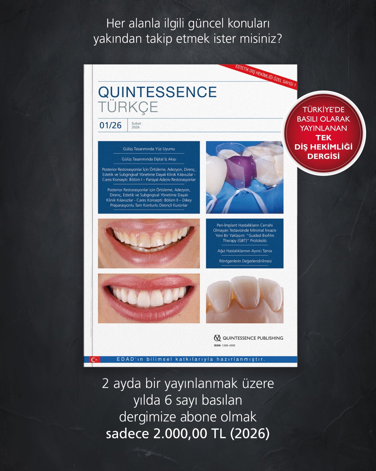 2026 Dergi Aboneliği - (Diş hekimi) 6 Sayı