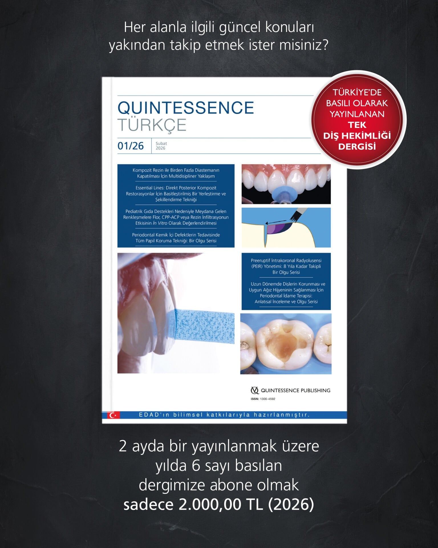 2026 Dergi Aboneliği - (Diş hekimi) 6 Sayı